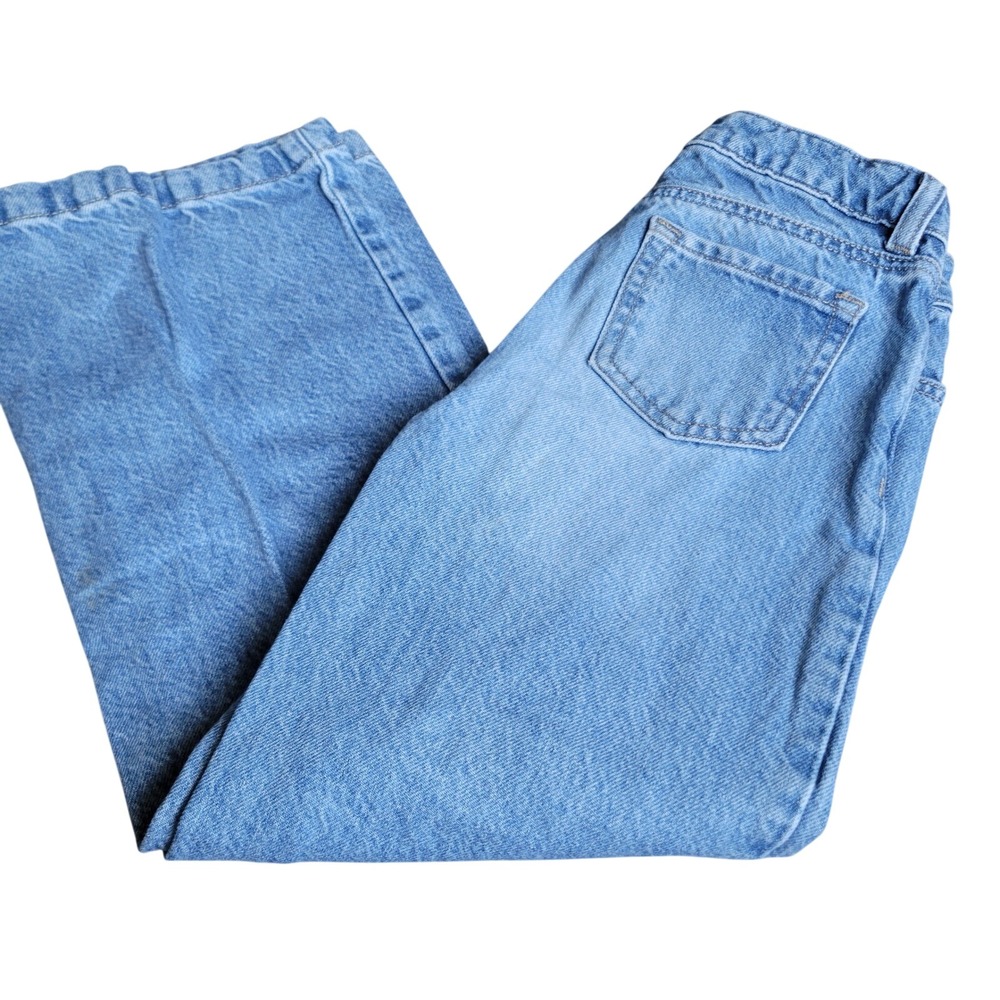 Cat & Jack Girls Wide Leg Jeans Size 8 Light Wash Cotton Blend Casual Retro